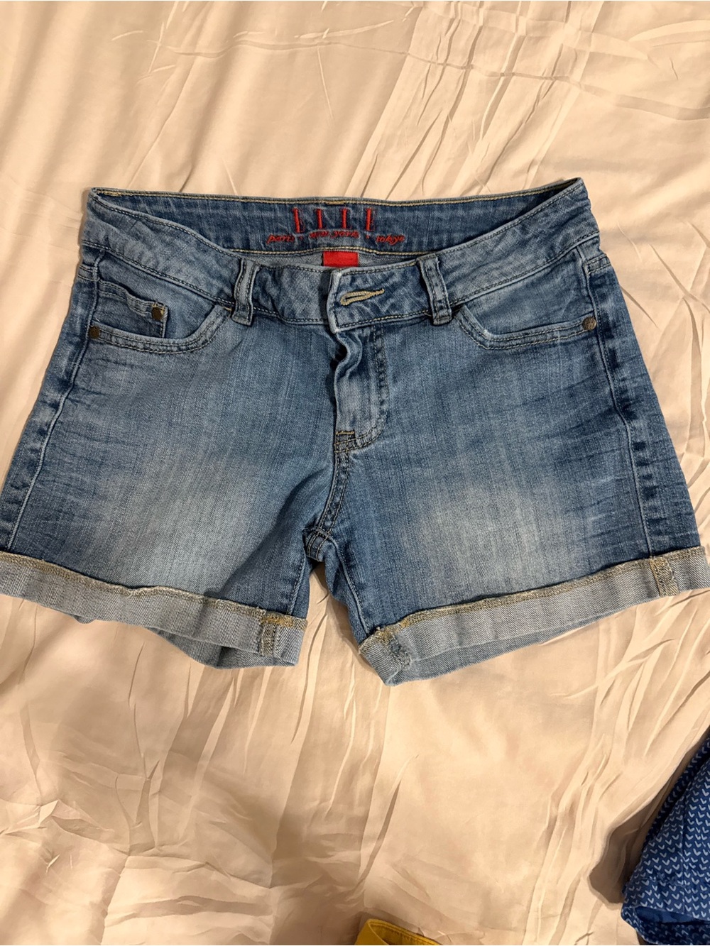 Elle Light Blue Denim Cuffed Shorts